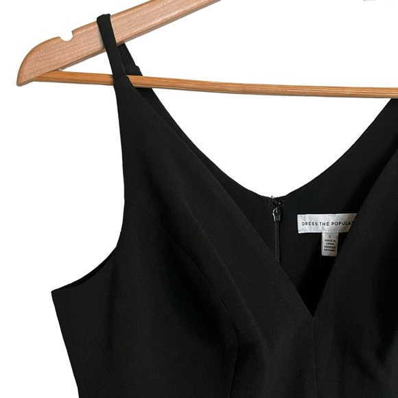 DRESS THE POPULATION Women’s Black Plunging Sleeveless Fitted Midi Sheath Size S - Picture 4 of 5